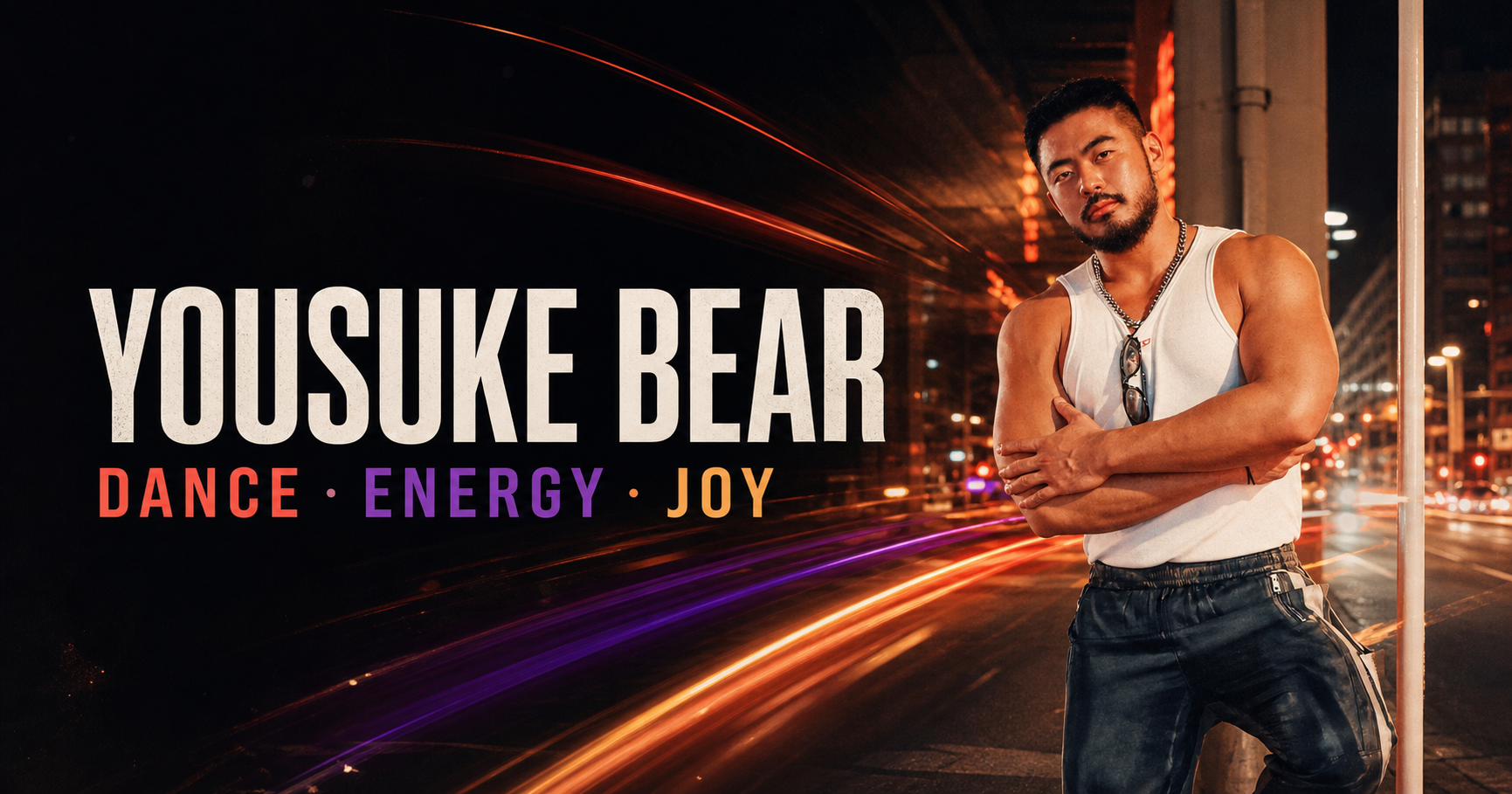 Yousuke Bear in a warm-lit Taipei night scene